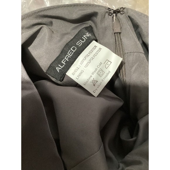 Alfred Sung D772 High Neck Cut Out Formal Bridesmaid Long Dress Caviar Gray - Picture 11 of 12